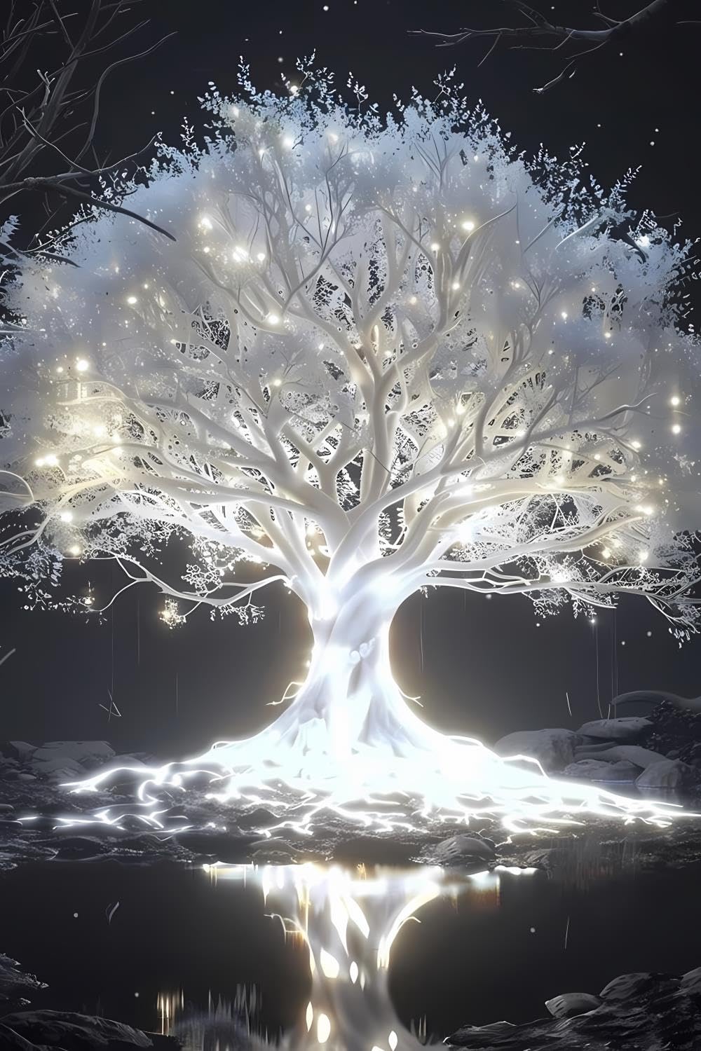 JOEAUEN 5D DIY The Glowing White Tree of Life Diamond Art Diamond Dots Full Drill for Home Wall Decor Gift Tree Diamond Painting Kits for Adults gem Art 20x30 inch JOEAUEN
