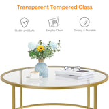 Yaheetech Gold Glass Coffee Table for Living Room, 36" Round Glass Coffee Table with Metal Frame, Circle Coffee Table for Home, Office, Apartment Yaheetech