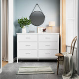 BOLUO Wide White Dresser for Bedroom 6 Drawer,Dresser TV Stand for 60" TV Dressers & Chests of Drawers BOLUO