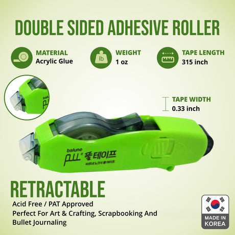 Tape Runner - Double Sided Adhesive with Dispenser Roller Included - Acid Free, Sticky, Transparent - Ideal for Scrapbooking, Crafts & More - Retractable (315 inches per Cartridge), 5 Cartridges TAPE RUNNER
