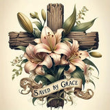 5D Cross Diamond Art Kits for Adults Beginners,DIY Full Round Drill Diamond Painting Kits Religious Cross With Lily Flowers, Paint by Diamonds Dot Gem Art Crystal Easy,Home Wall Decor 13.7X13.7Inch CHWGLFGG