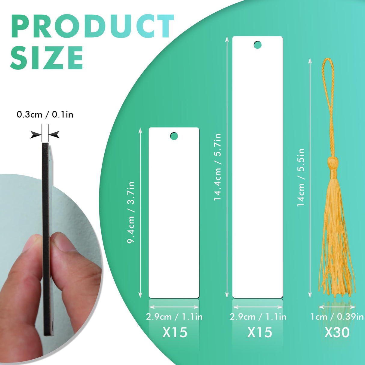 Koala Paper Sublimation Blank Bookmarks 30 Packs, MDF Bookmarks with Holes and Colorful Tassels, Double-Sided Printed Heat Transfer Bookmarks for DIY Craft Projects KOALA PAPER