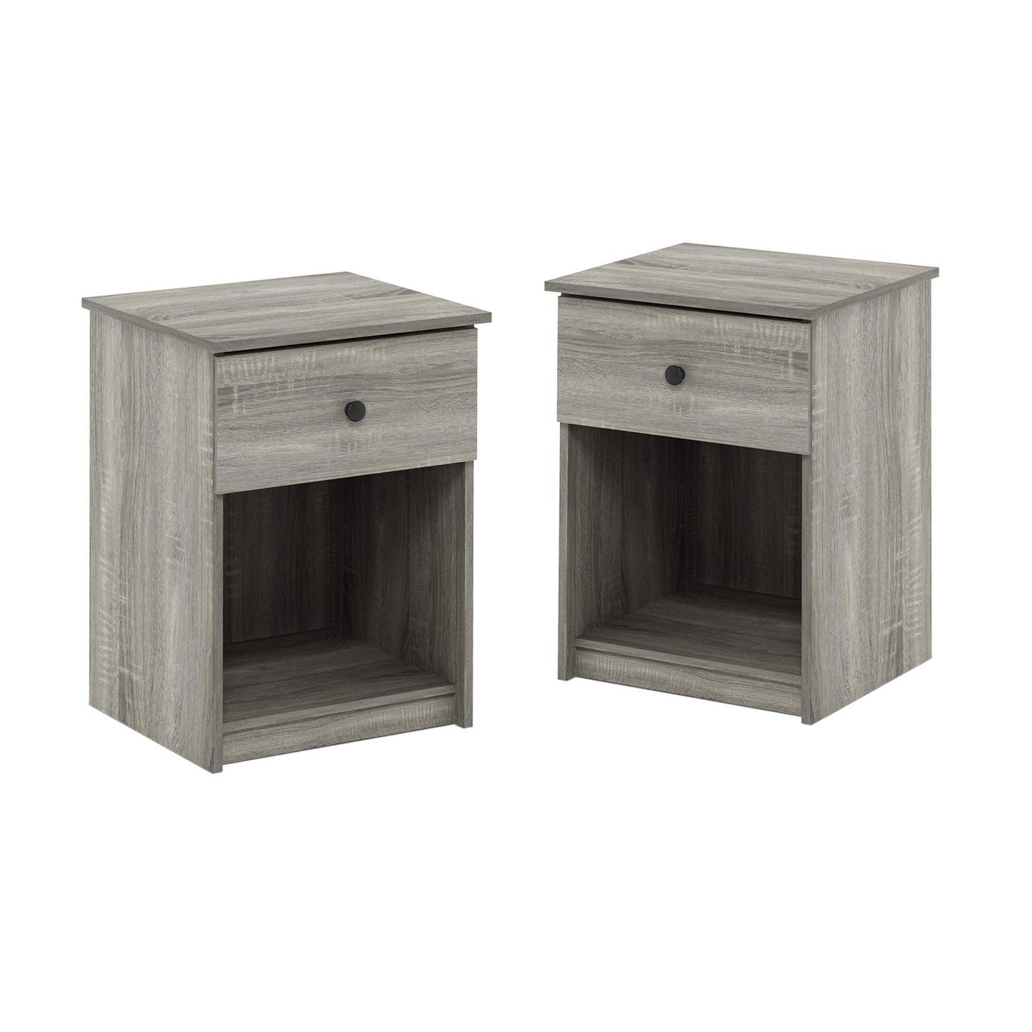 Furinno 219153GYW Lucca Nightstand, 2-Pack, French Oak Grey - WoodArtSupply