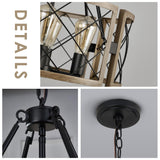 SANTOSTOCK Modern Farmhouse Chandelier, Rustic 4-Light Dining Room Chandelier Light Fixture Kitchen Island Light, Adjustable Hanging Light for Bedroom Entryway Foyer Living Room, Grey Wood SANTOSTOCK