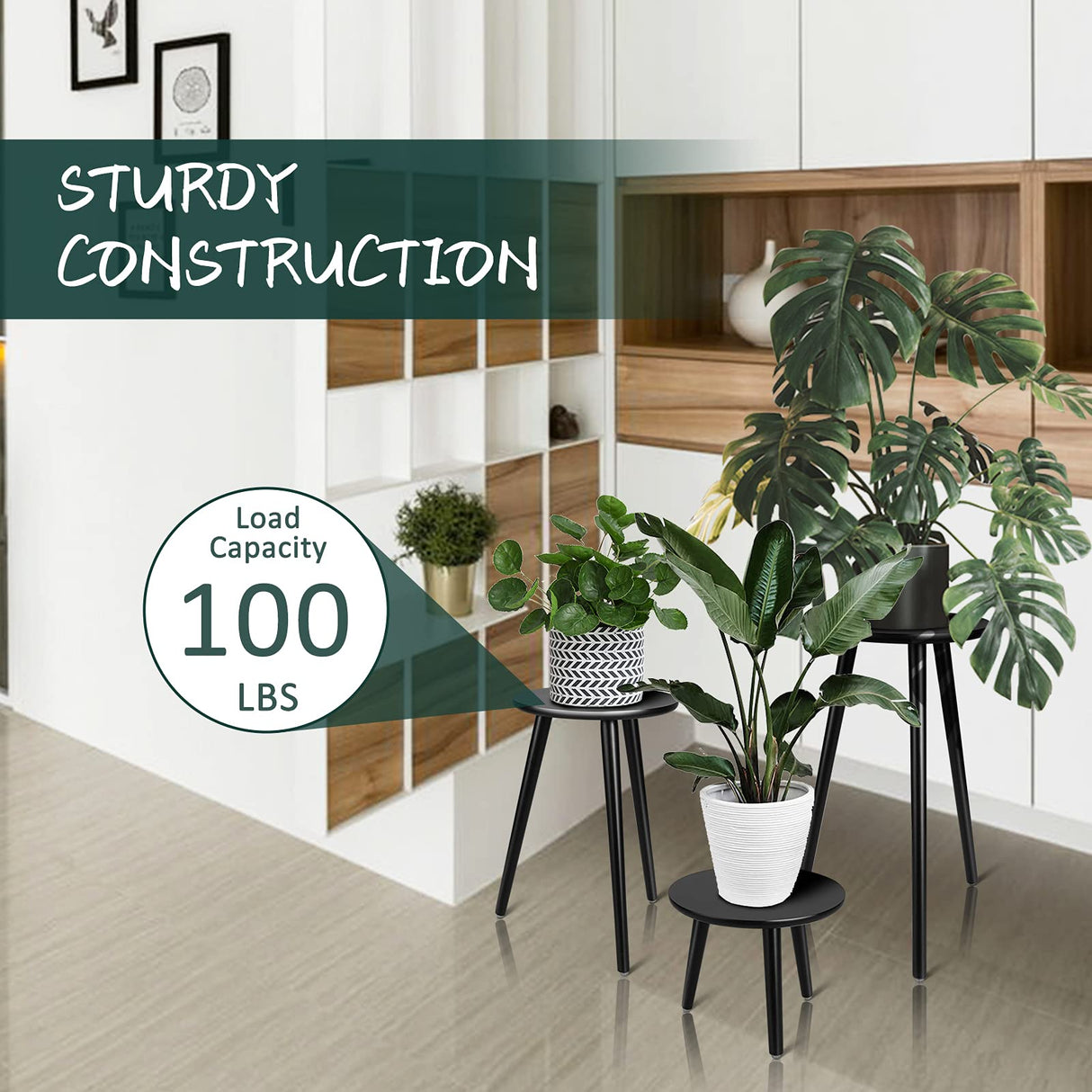 Uneedem Indoor Plant Stand Wood Mid Century Plant Stand for Indoor Plants, Modern Plant Table, 8.9" Tall Plant Holder for Flower Pots, Small Round Side Table, End Table Uneedem