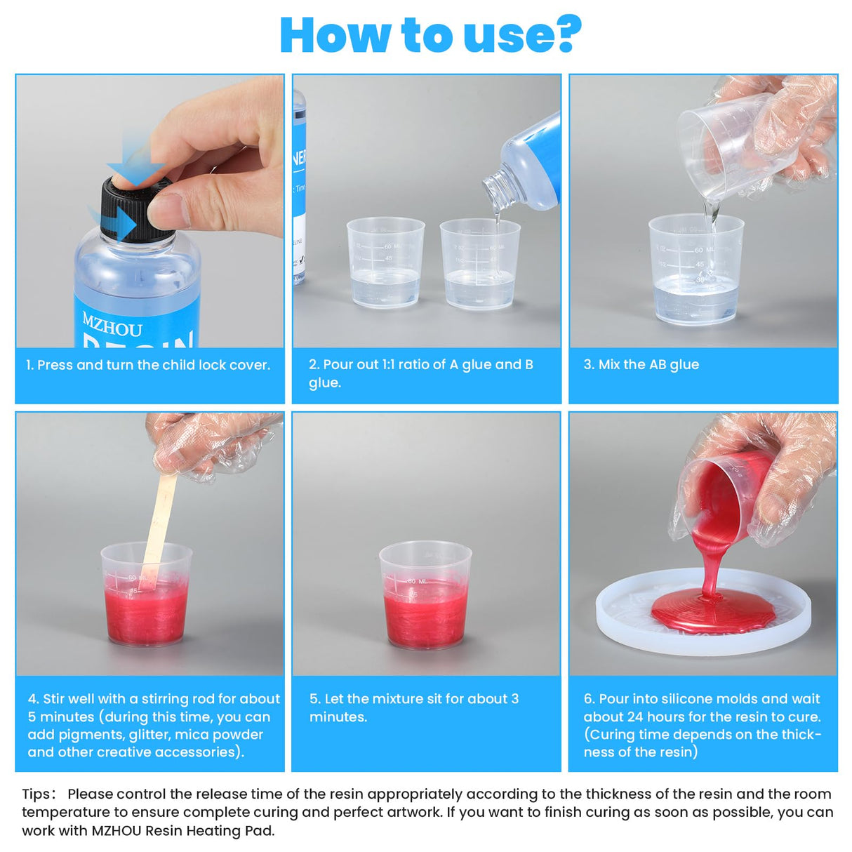 Epoxy Resin Kit, 8.45oz Hardener x1 and 8.45oz Epoxy Resin x1, Fast Curing Art Resin, Heat Resistant Resina Epoxica, Easy to Mix 1:1 Coating and Pouring Resins for Table Tops, Molds, Crafts,DIY MZHOU