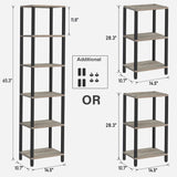 TUTOTAK Bookshelf, 6-Tier Tall Book Shelf, Narrow Bookcase for Small Space, DIY Stackable Bookshelf, for Living Room, Office, Study, Entryway, Industrial, Greige and Black BS01BG006 TUTOTAK