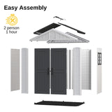 EAST OAK Outdoor Storage Shed, 7×4×8.2 FT Waterproof Resin Tool Shed with Window, 152Cu.ft Outside House Shed for Garden, Patio, Lawn Mower, Bikes EAST OAK