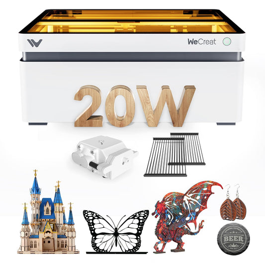 WeCreat MakeIt 20W(20,000mW) Laser Engraver and Cutter with Air Assist, Enclosed Diode Laser Engraving Machine for Wood Metal Acrylic, Metal, Jewelry, Leather, Beginner Friendly - WoodArtSupply