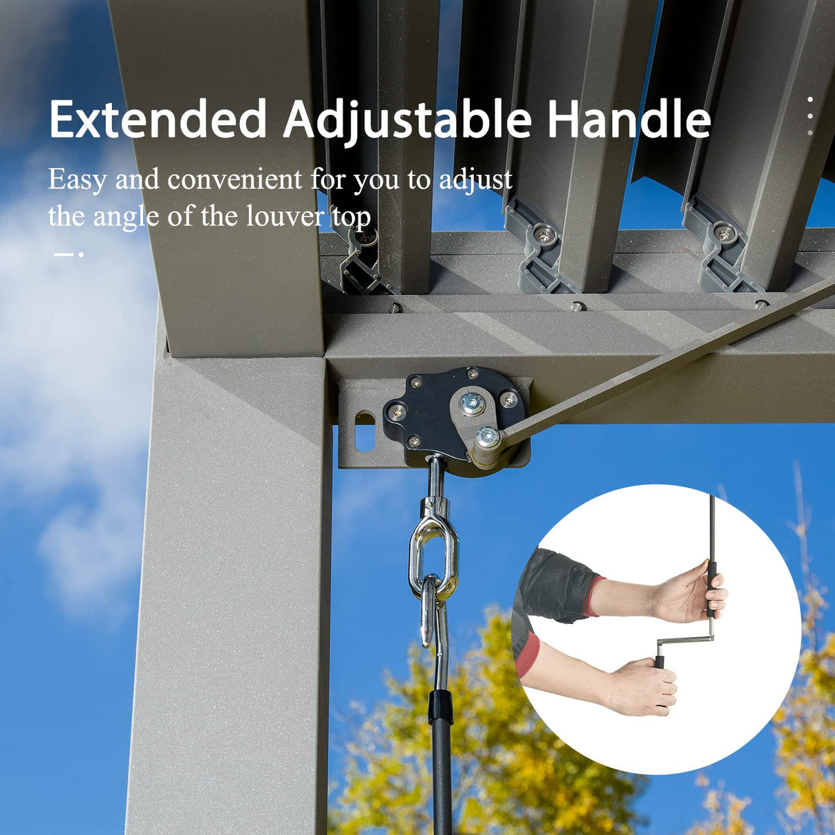 Domi Louvered Pergola 12' × 16', Outdoor Aluminium Pergola with Adjustable Roof, Curtains and Netting, Hardtop Gazebo for Patio, Deck, Garden, Yard, Beach(Gray) domi outdoor living