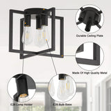 Bosomfr 3-Light Ceiling Light Fixture, Black Semi-Flush Mount Chandelier with Geometric Metal Shade, Farmhouse Industrial Lighting for Kitchen Living Room Bedroom Hallway Foyer, E26 Base Bosomfr