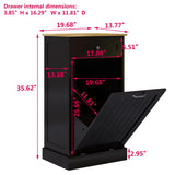 Bocarali Tilt Out Trash Cabinet, 10 Gallon Freestanding Wooden Kitchen Trash Recycling Sorter Cabinet with 2 Drawer, Tilt Out Trash Can Bin Garbage Laundry Cabinet for Living Room, Black Bocarali