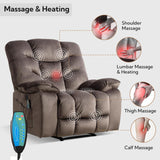 HAOMARKETS Oversized Power Recliner Chair with Massage and Heat, 41" Wide Electric Reclining Chairs with USB Port, Breathable Fabric Overstuffed Reclining Sofa for Living Room Bedroom (No Lift) HAOMARKETS