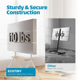 ECOTINY Easel Rolling TV Stand for 49-80 Inch TV Screen up to 110 LBS, Portable TV Stand with Wheels, Height Adjustable TV Stand Cart for Business, Office, School, Home, White ECOTINY