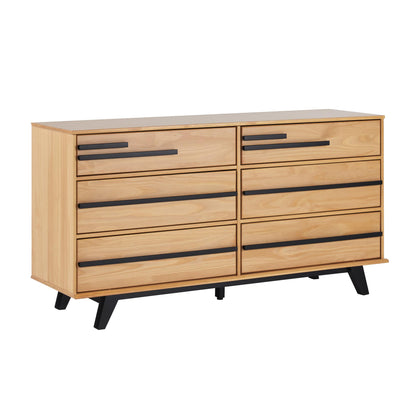 Walker Edison Malhia Minimalist Solid Wood 6-Drawer Dresser Bedroom Storage, 60 Inch, Natural Pine - WoodArtSupply