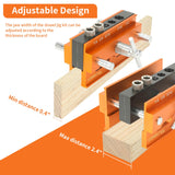 Self Centering Doweling Jig Kit - Adjustable Width Dowel Jig Kit for Straight Holes, Biscuit Joiner Set, 6 Bushings, 3 Size Drill Bits - Woodworking Precision Tool TIMBUTUS