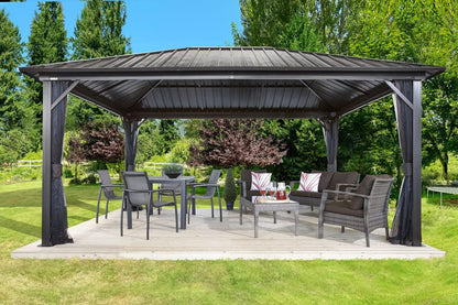 Genova Gazebo 12 x 16 ft. Steel roof - WoodArtSupply