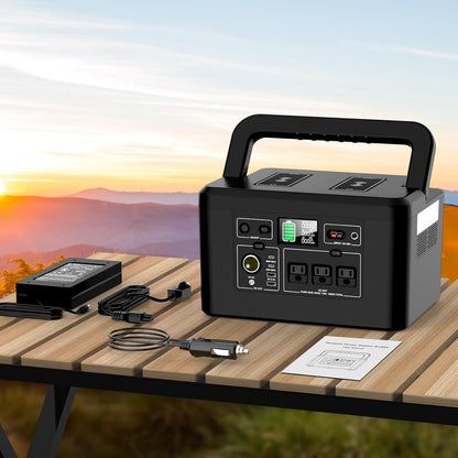 800W Portable Power Station, 740Wh Solar Generator, 3 * 800W AC Outlets, 11 Output, 23db Ultra-Silent, 200,000mAh Lithium-ion Battery for Camping/RVs/Home Backup/CPAP/Off-grid/Hurricane - WoodArtSupply