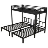 Twin Over Twin Over Twin Bunk Bed for 3 Kids, Metal Triple Bunk Bed with Full Length Guardrails, Heavy Duty Triple Bunk Bed for Kids, Teens, Black Triple Bed Twin Size Bellemave