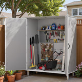 Patiowell Outdoor Storage Shed 5x3 FT, Plastic Garden Organizer Cabinet with Lockable Doors & Strong Roof for Patio Furniture, Pool Accessories, Lawn Tools, Light Grey Patiowell