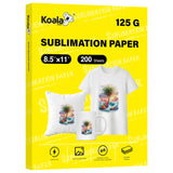 Koala Sublimation Paper 8.5x11 inches 200 Sheets Easy to DIY T-shirts, Tumblers, Mugs Only Compatible with Inkjet Sublimation Printer Sublimation ink 125g KOALA PAPER