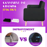 TYBOATLE Mid-Century Modern Striped PU Leather Loveseat Sofa w/ 2 USB Charging Ports, Love Seats Couches w/Pillow for Small Space, Living Room, Office, Apartment, Dorm, Office, 57“ W(White) (Black) TYBOATLE