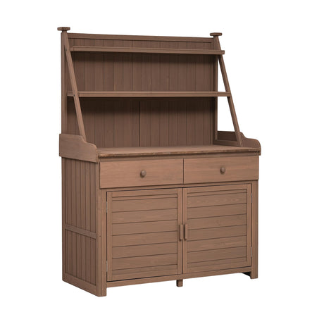 CKLMMC 65inch Outdoor Potting Bench Table, Fir Wood Large Gardening Workstation with Storage Shelf, Drawer and Cabinet for Storage for Backyard, Mudroom (Brown/Fir Wood2) CKLMMC
