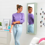 Best Choice Products LED Mirror Jewelry Cabinet, Tall Lockable Wall or Door Mounted Jewelry Armoire Organizer with Mirror, 2 Drawers, Lock, Cosmetic Tray, Shelves - Dusty Pink Best Choice Products