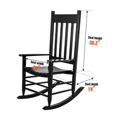 HOMESTEAD Wooden Rocking Chair Outdoor Furniture - Acacia Solid Wood Black Rocking Chair Front Porch Furniture - FSC Certified Hardwood Indoor & Outdoor Adirondack Rocking Patio Rocker Porch Chairs