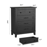 GarveeHome 4 Dresser for Bedroom, 34.8 in Tall Vertical Drawer Dresser with Large Storage, Freestanding Wooden Closet Chest for Bedroom, Living Room, Black GarveeHome