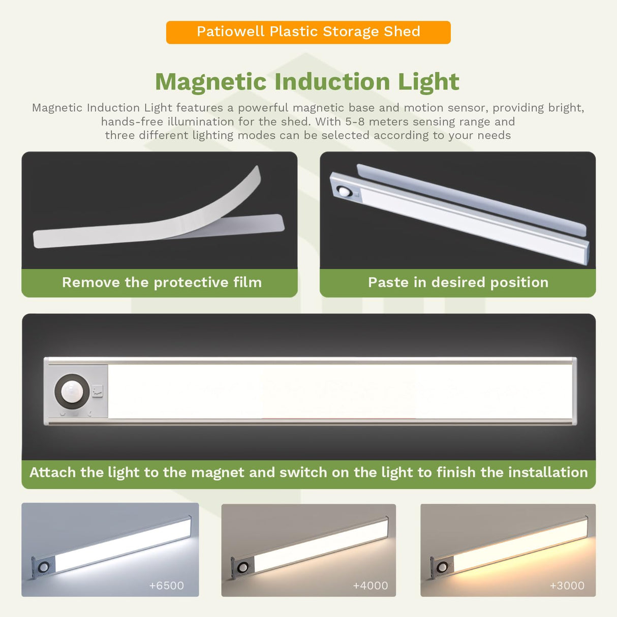 Patiowell 8 x 6 FT Resin Outdoor Storage Shed with Floor, Large Shed with Light and Lockable Door for Garden, Backyard, Tool Storage Use, Easy to Install in Beige (Kick-it Shed) Patiowell