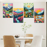 Jethami 4 Pack Paint by Numbers for Adults, Mountains Lake Sunset Landscape DIY Art Kits for Beginners, 8x12 in Framed Canvas for Home Decor Jethami