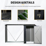 YOPTO 106.5" Outdoor Steel Firewood Rack Metal Storage Shed with Door and Reinforced Base,Multi-Functional 2 in 1 Waterproof Cabinet W/Roof,for Equipment Machines,Black YOPTO