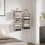 Floating Book Shelves for Wall, 6 Tier Invisible Bookshelves Heavy Duty Metal Loads 90LBS, Vertical Spine Book Tower Hanging Bookshelves, Shelves for Room Wall Mounted, 3 Pack White Wawocs