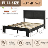 SAMTRA Wooden Bed Frame Full Size with Headboard, Farmhouse Platform Bedframe with Wood Slat Support, Sturdy Framework Bed Frame, Easy Assembly (Rustic Black) SAMTRA