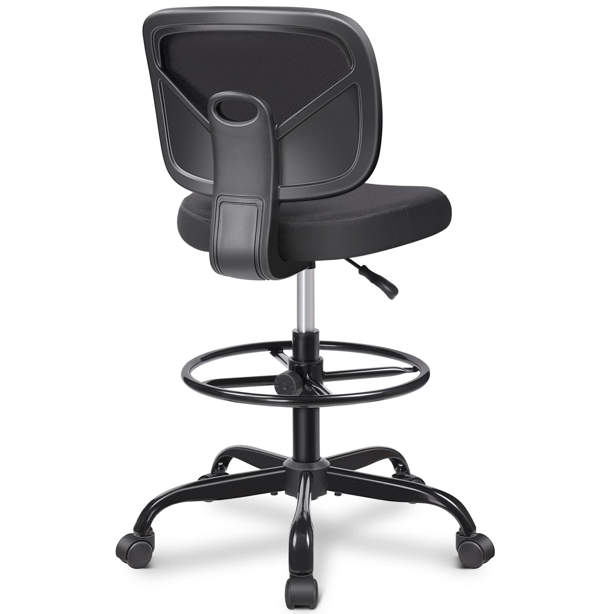 Primy Office Drafting Chair Armless, Tall Office Desk Chair Adjustable Height and Footring, Mid-Back Ergonomic Standing Desk Chair Mesh Rolling Tall Chair for Art Room, Office or Home(Black) Primy