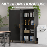 LYNSOM Tall Storage Cabinet, Freestanding Kitchen Pantry Cabinet with Adjustable Shelf and Doors, Floor Storage Accent for Kitchen, Dining Room (Black) LYNSOM