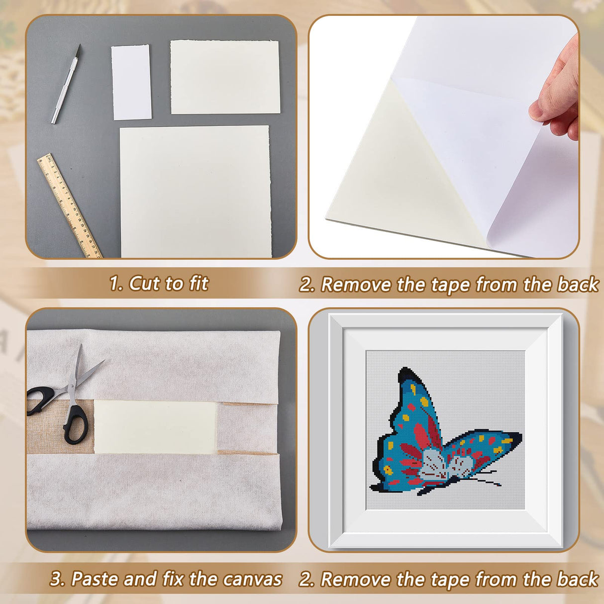 Taiyin 5 Pieces Mounting Board No Acid Sticky Board for Cross Stitch Self Adhesive Cross Stitch Supplies for Framing Picture Embroidery Needlework Craft (15 x 9.8 Inch) Taiyin