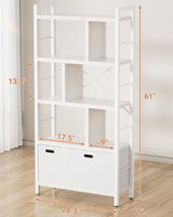 Armocity Bookshelf with Drawers - 5 Tier Tall Bookcase Geometric Modern Book Shelf Display Standing Bookshelves with Storage for Living Room, Bedroom Home Office, White Armocity