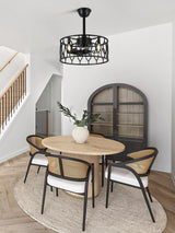 Curve Curio 19 Inch Caged Farmhouse Ceiling Fan with Lights and Remote, Rustic Industrial Fandelier Ceiling Fan Enclosed for Bedroom Curve Curio