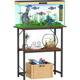Snughome 10-30 Gallon Fish Tank Stand, Aquarium Stand 2-Tier Storage Shelves, Heavy Duty Terrarium Stand for Home Office Fish Tank Shelf, 30" L x 11.8" W x 30.7" H, Rustic Brown Snughome