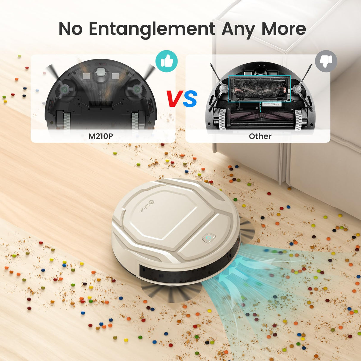 Lefant Robot Vacuum- Ultra Thin,Powerful Suction, Quite,No-Tangle Port,120 Mins Runtime,Self-Charging Robotic Vacuum Cleaner, APP/Voice/Alexa Control,Ideal for Pet Hair and Hard Floor Lefant