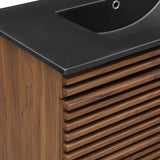 Modway Render 36" Wall-Mount Bathroom Vanity in Walnut Black Modway