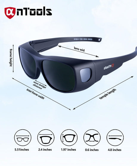 AnTools IR 5.0 Welding Glasses, Wrap-around Welding Goggles, Anti-scratch Welding Lens, UV Protection, Meet ANSI/ISEA, OSHA, Black AnTools