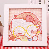 Akutoer Cute Anime 5D Diamond Drawing Kits, Gem Arts & Crafts Supplies with Frames, Cartoon Painting with Diamond, DIY Paint Supplies for Kid(Kitty) Akutoer