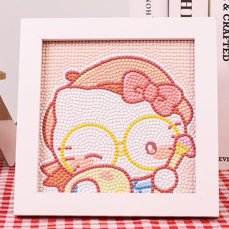 Akutoer Cute Anime 5D Diamond Drawing Kits, Gem Arts & Crafts Supplies with Frames, Cartoon Painting with Diamond, DIY Paint Supplies for Kid(Kitty) Akutoer