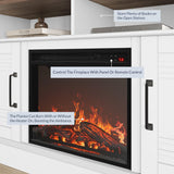 BELLEZE 48" TV Stand with 18" Electric Fireplace Heater, Modern TV Stand for TVs up to 50", Entertainment Media Stand with Open Shelves and Storage Cabinets for Living Room, Bedroom (White) BELLEZE