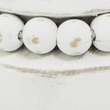 The Novogratz Wood Decorative Candle Holder Beaded Pillar Candle Stand, Set of 2 Candlestick Holder 8", 4"H, White Deco 79