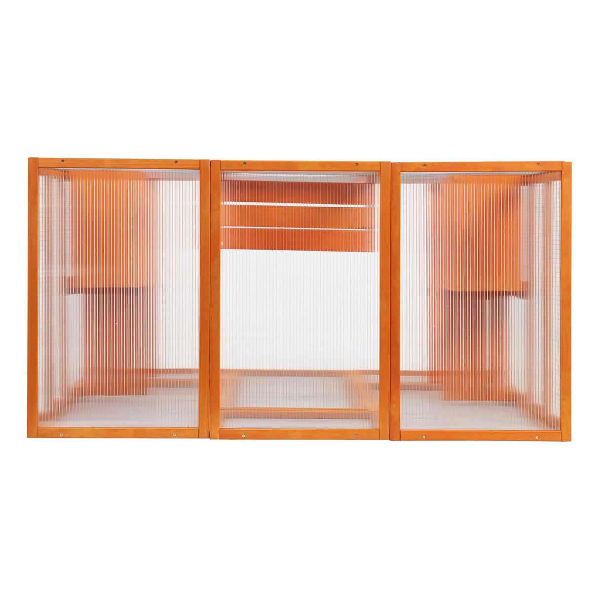 Catio Outdoor Cat Enclosure, Large Wood Cat Cage with Sunlight Top Panel, Perches, Sleeping Boxes, Wooden Cat Cage Condo Indoor Playpen, 62.6" L x 32.2" W x 70" H (Orange, Extra Large) GIYZOKNI