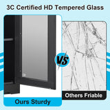 Display Cabinet with Glass Doors,Curio Cabinet with Lock,71" Metal Tall Display Case Cabinet with 4 Adjustable Shelves, Black Bookcase Locking Glass Display Cabinet for Living Room, Kitchen，Commercial SteeLoong